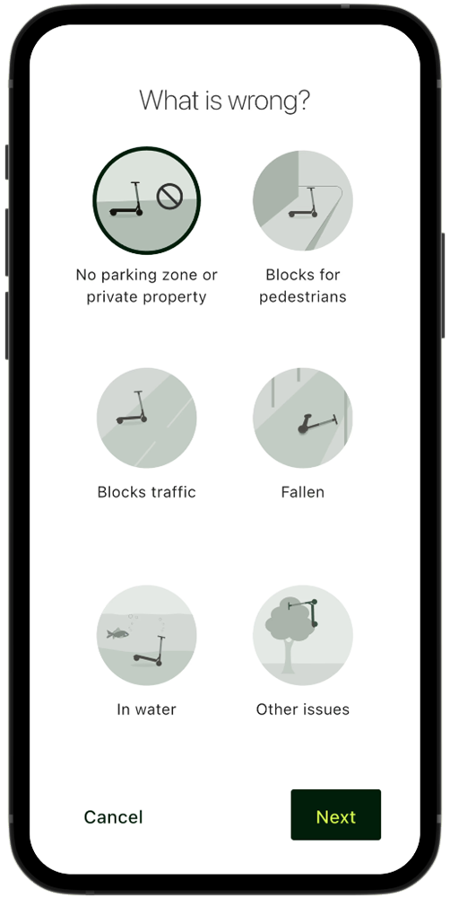 1. Velg kategori for parkeringsovertredelsen - Klikk for stort bilete
