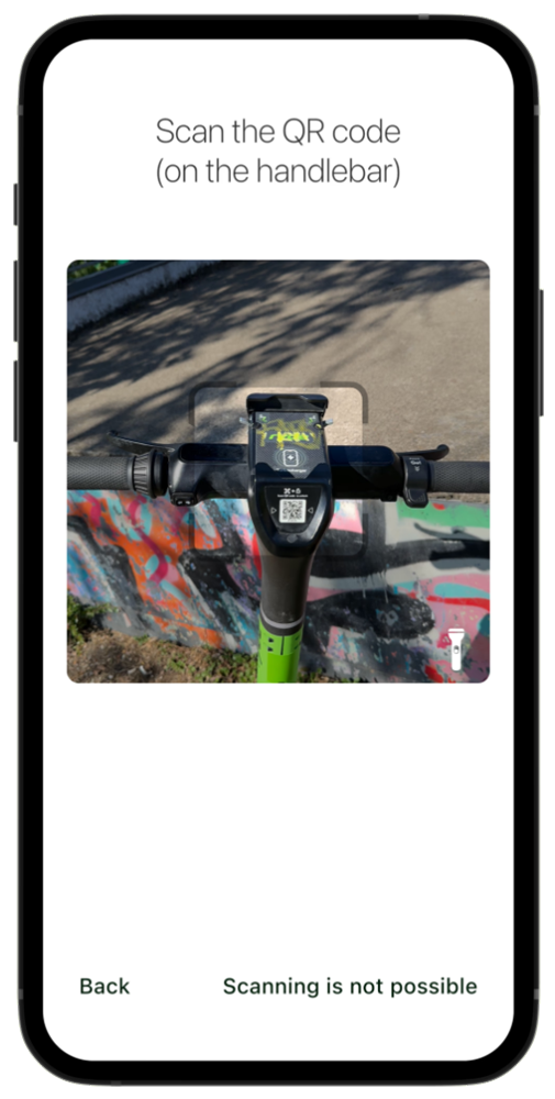 3. Skann QR-koden til alsparkesykkelen. - Klikk for stort bilete