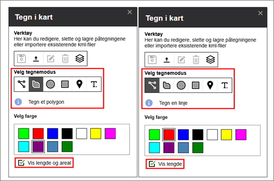 Tegnemodus i KommuneKart - Klikk for stort bilete