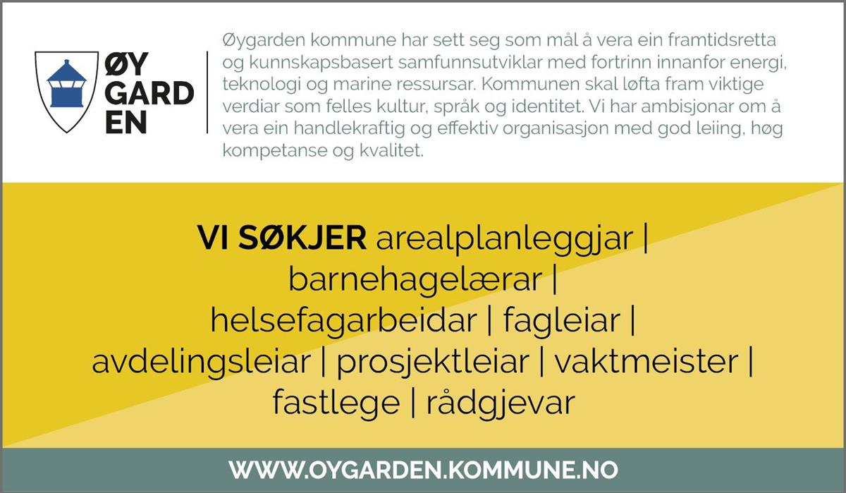 Stillingsannonsemal for Øygarden kommune - Klikk for stort bilete