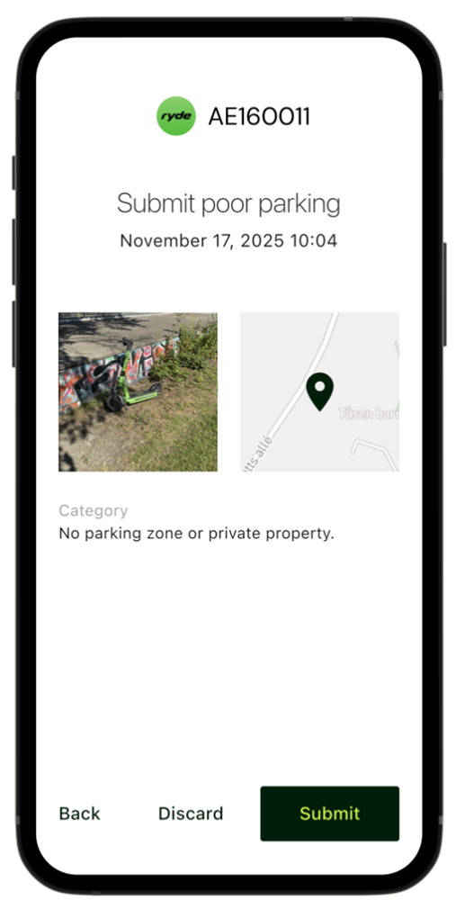 4. Send inn rapporten til oss, så varsler vi operatøren automatisk. - Klikk for stort bilete