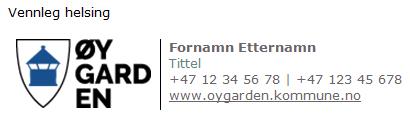 E-post signatur for tilsette i Øygarden kommune - Klikk for stort bilete