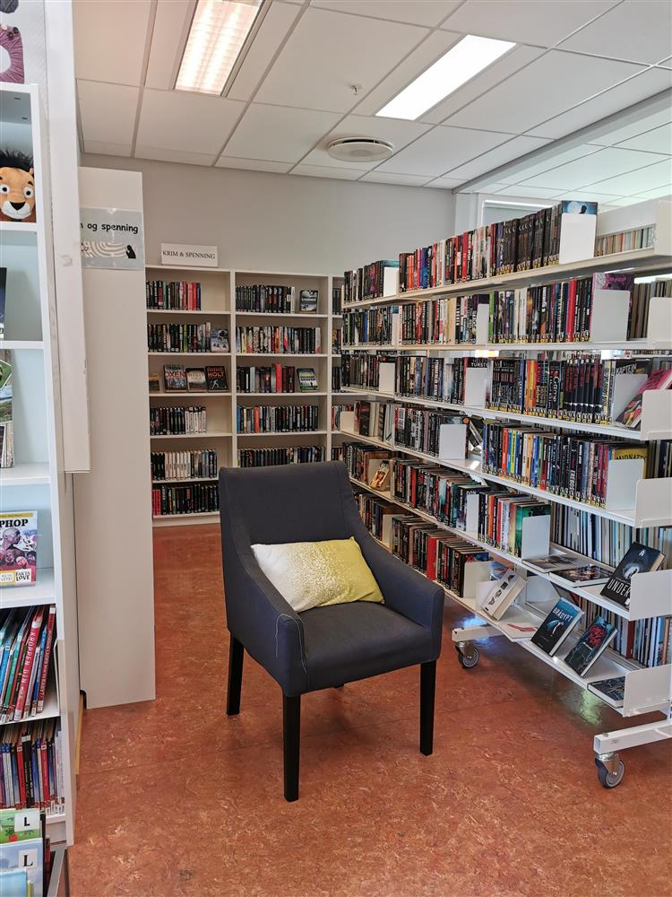 Innbyggartorg og bibliotek på Sund Senter - Klikk for stort bilete