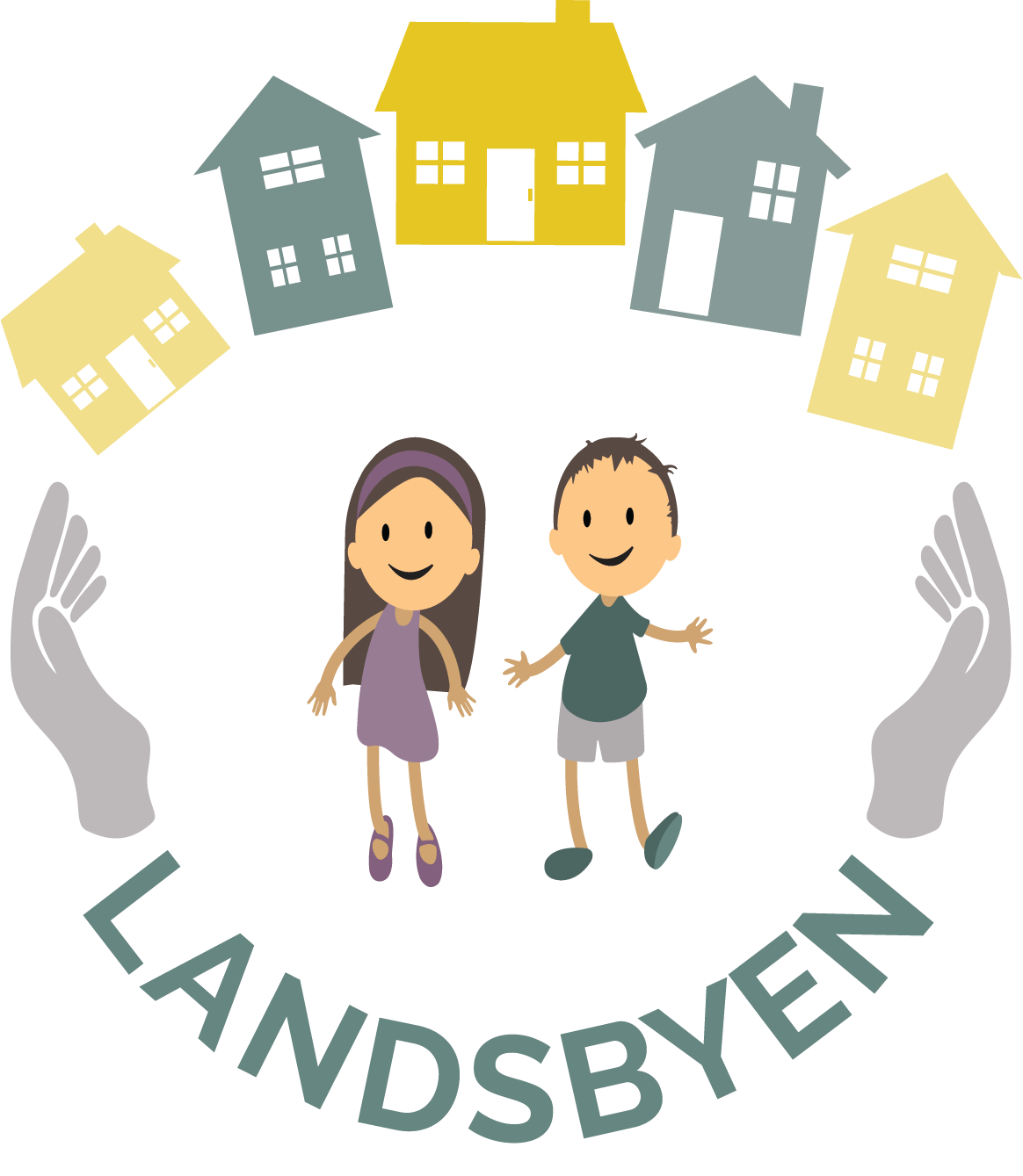 Landsbylogoen - "It takes a village to raise a child" - Klikk for stort bilete